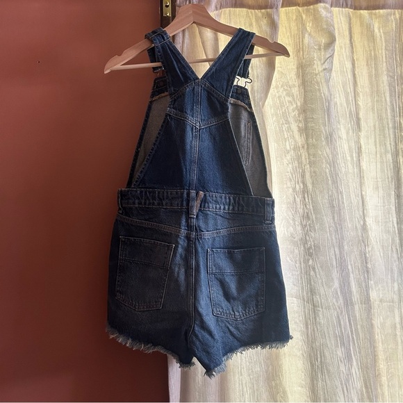 Free People Sunkissed Denim Short Overalls Zip Front Jean Shortalls NEW Size 4 - Picture 5 of 11